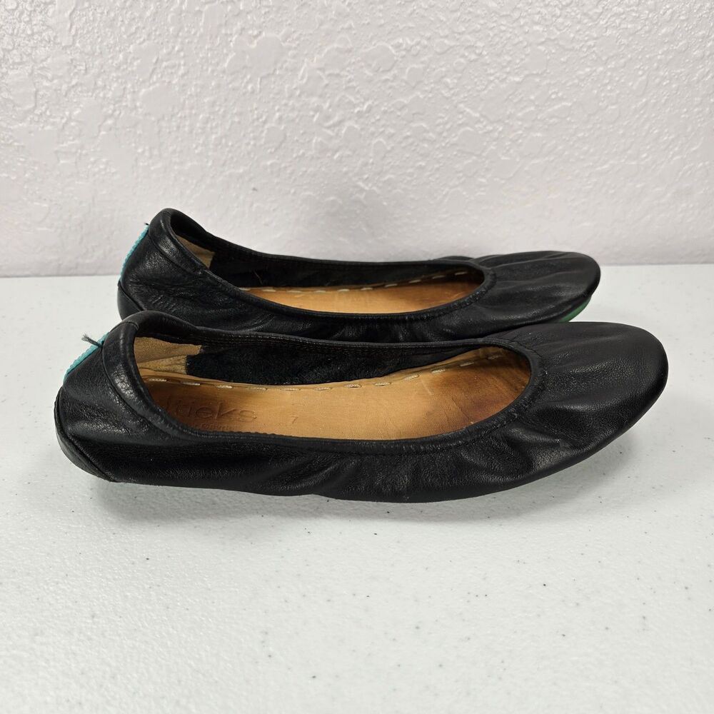 Tieks Ballet Flats Womens Size 7 Black Leather Comfort Slip On Round Toe